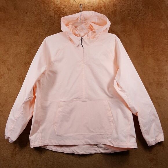 NIKE Running Jacket Womens XL Pastel Pink Pullover Loose Fit Hooded Windbreaker - Picture 1 of 11